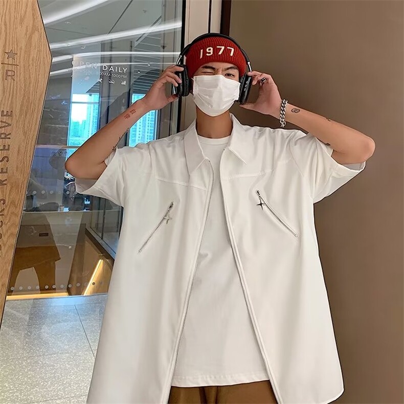 春夏季新款衬衫潮流慵懒男方领冰丝衬衫C2030P38,男装衬衫,星座1116-2