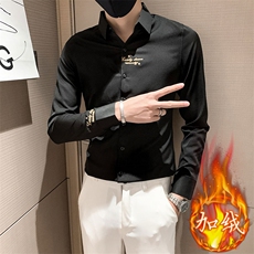 2025秋冬男士新款加绒长袖刺绣衬衫男修身衬衣潮301A-1/CS311/P65，男装衬衫，星座301A-1