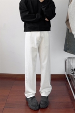 B221美式ins高街暗黑宽松纯白色牛仔裤LK24414-特P36控68，男装牛仔裤，电商B221