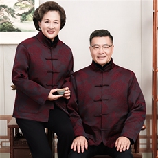 主推现货中老年婚宴喜庆唐装冬加绒可拆卸内胆爷爷风唐装外套，男装民族服装，钱塘723