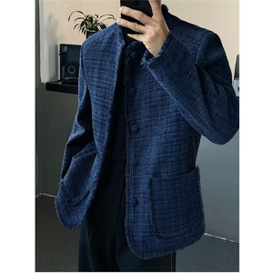 粗花呢小香风外套男秋冬款潮牌廓形休闲夹克设计感短款W6773-P81图片