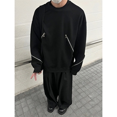 B221美式ins高街暗黑小众拉链圆领卫衣SY2321-P80控108，男装卫衣，电商B221