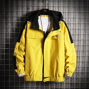 2021秋季新日系大码男印花撞色拼接连帽潮宽松夹克外套J6005-P85图片