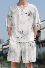 【十一款套装合集】风印花盘扣套装短袖+短裤A102-A115-P80，男装休闲套装，电商B277(原6028)