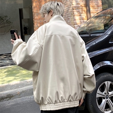 男士痞帅男装短款皮衣外套春秋新款宽松pu皮夹克J2661P90控128，男装夹克，电商A157