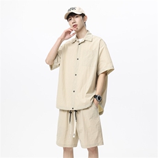 夏季新款衬衫男短袖高级感冰凉休闲短裤潮两件套A436-2539-P60，男装衬衫，电商A436