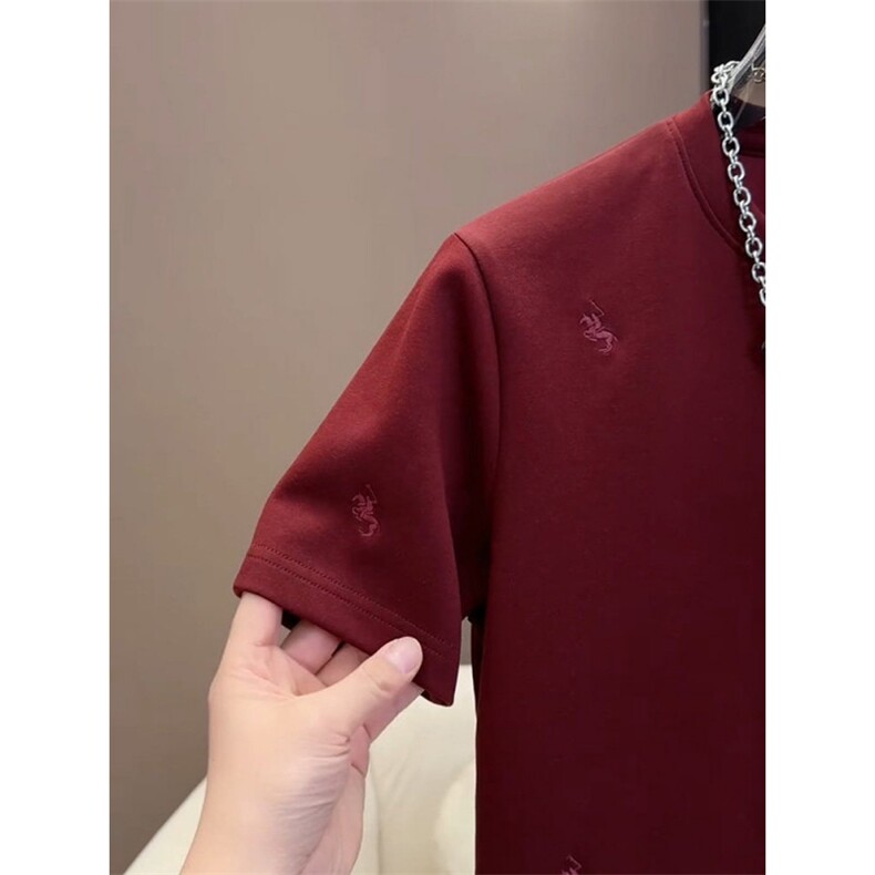 1506/QV930/P35男士马年个性圆领套头打底红色短袖T恤重磅半袖,男装T恤,星座1506