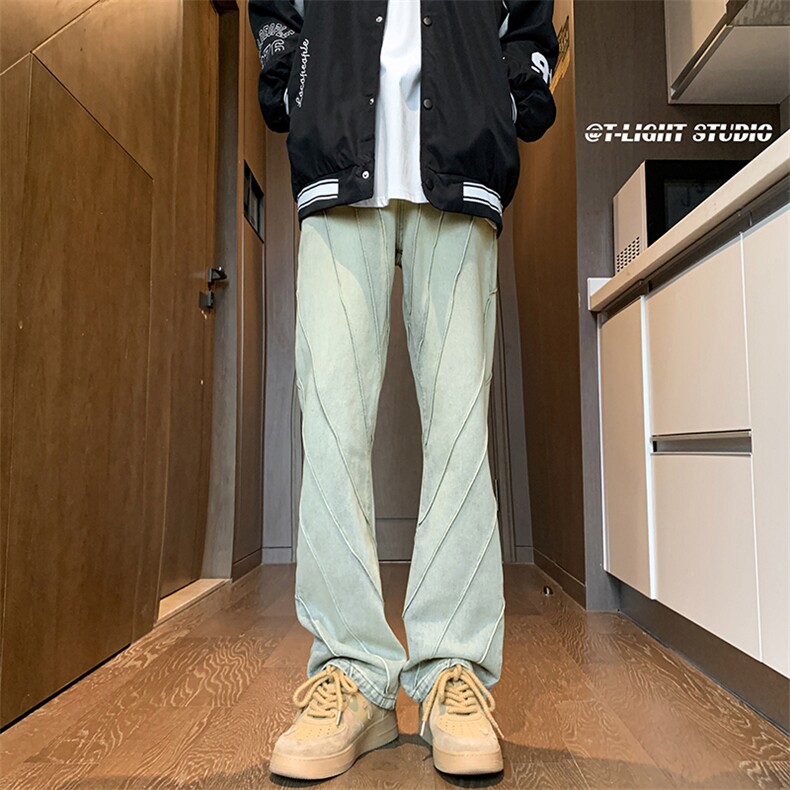 B221美式ins高街暗黑小众个性设计直筒牛仔裤LK23144-P65控88,男装牛仔裤,电商B221