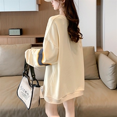 A8395牛奶丝复合100涤加绒加厚撞色拼接宽松圆领卫衣女P48，女装卫衣/绒衫，星座309B-2