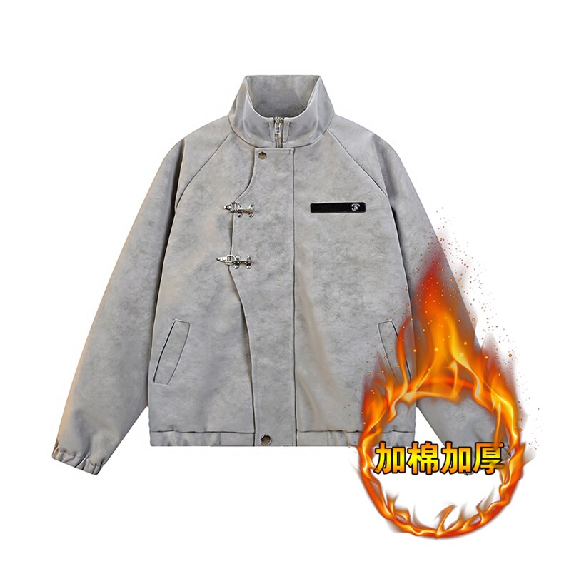 PLQ新款2025中式风扎染皮衣休闲夹克外套JK322加棉P85，男装夹克，星座1904A