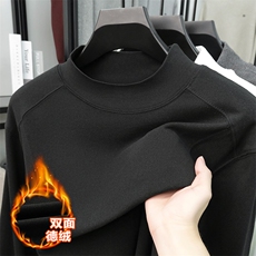 已下单5w件新款德绒280g时尚解构大码高领长袖T恤男T24571-特P15，男装T恤，电商A001