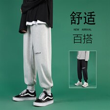 K12117-P40 加绒-P50 束脚纯棉运动裤男士休闲裤大码宽松卫裤男图片