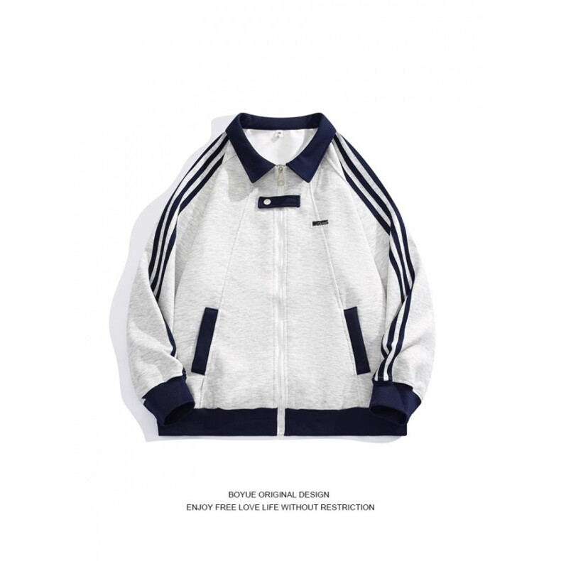 美式复古三条杠潮牌宽松拼接设计感外套夹克棒球服男士W1703p58,男装夹克,电商D315