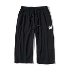2021夏季新日系大码男黑墙亚麻中裤透气休闲裤棉麻七分裤K583-P30，男装休闲裤，电商A001