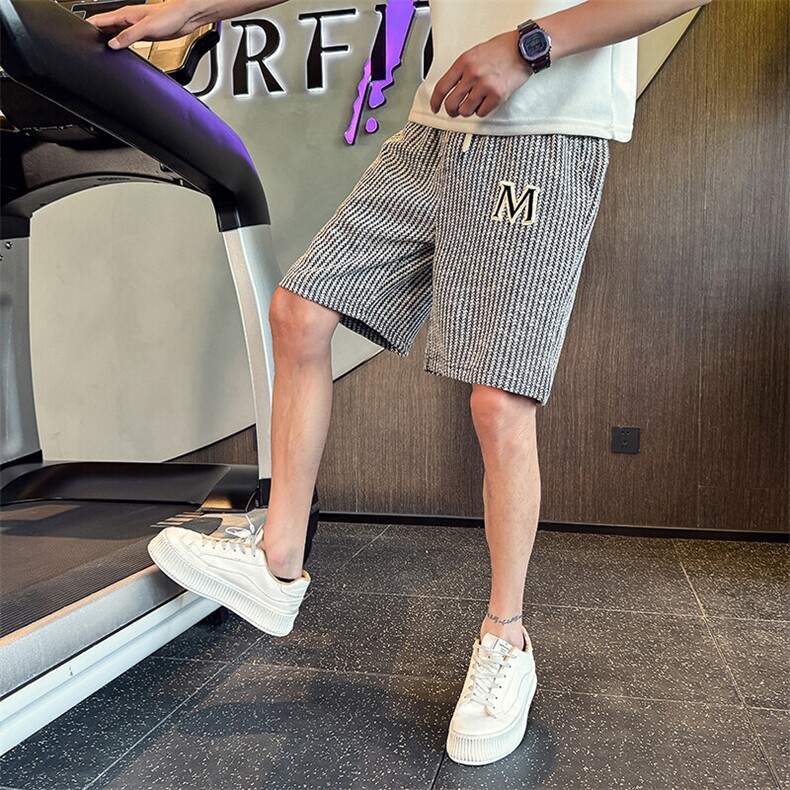 DK3306-P48控68夏季竖条纹运动短裤男休闲潮牌五分裤2025新款薄款，男装牛仔裤，星座102A（原电商D309-1）