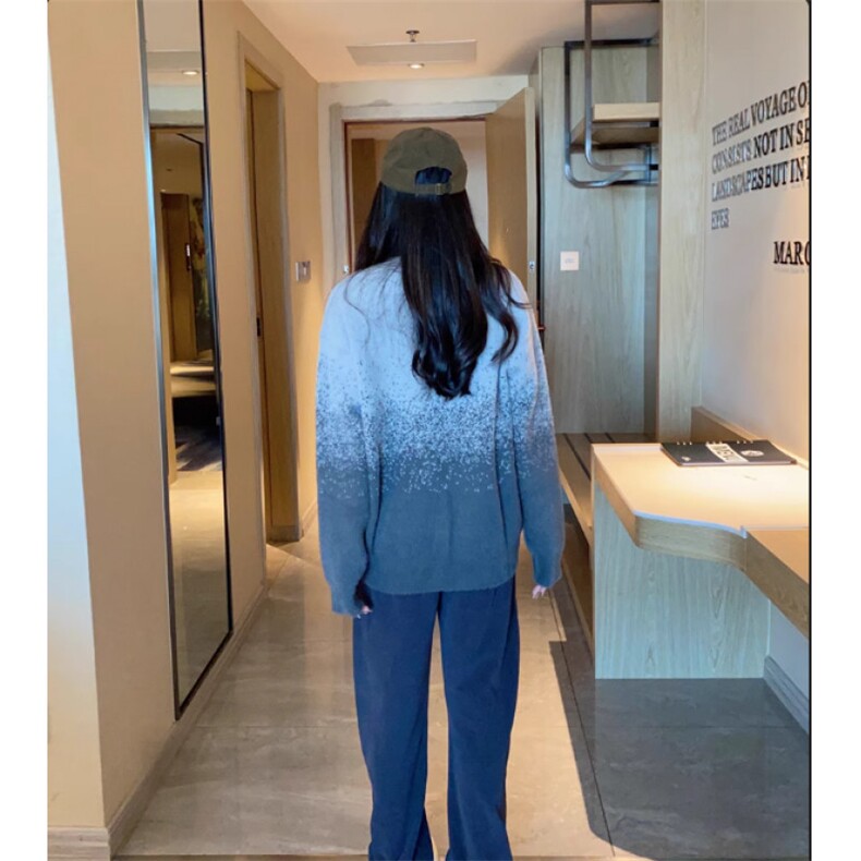 软糯渐变粉色提花毛衣男女套头冬季设计感小众氛围感水貂绒针织衫,男装针织衫/毛衣,星座506