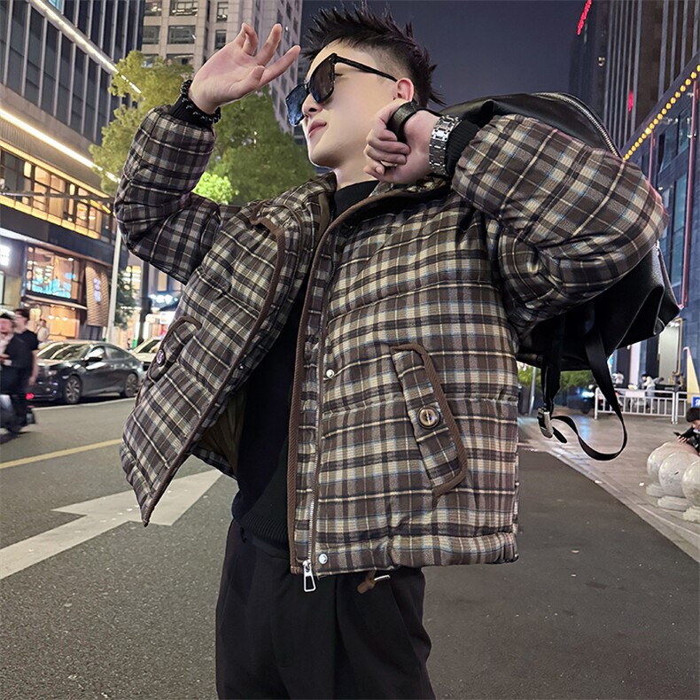 AY108/P128控168冬季社会小伙保暖百搭不过时格子面包服男图首2,男装棉衣,星座305B-1