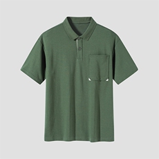 设计感纽扣口袋短袖Polo透气高质感基础简约百搭宽松翻领polo，男装T恤，星座914