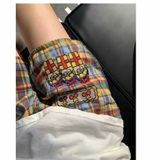 韩版小众设计感撞色格子卡通印花短裤睡裤女夏季休闲遛弯家居裤夏，男装牛仔裤，四季星座505