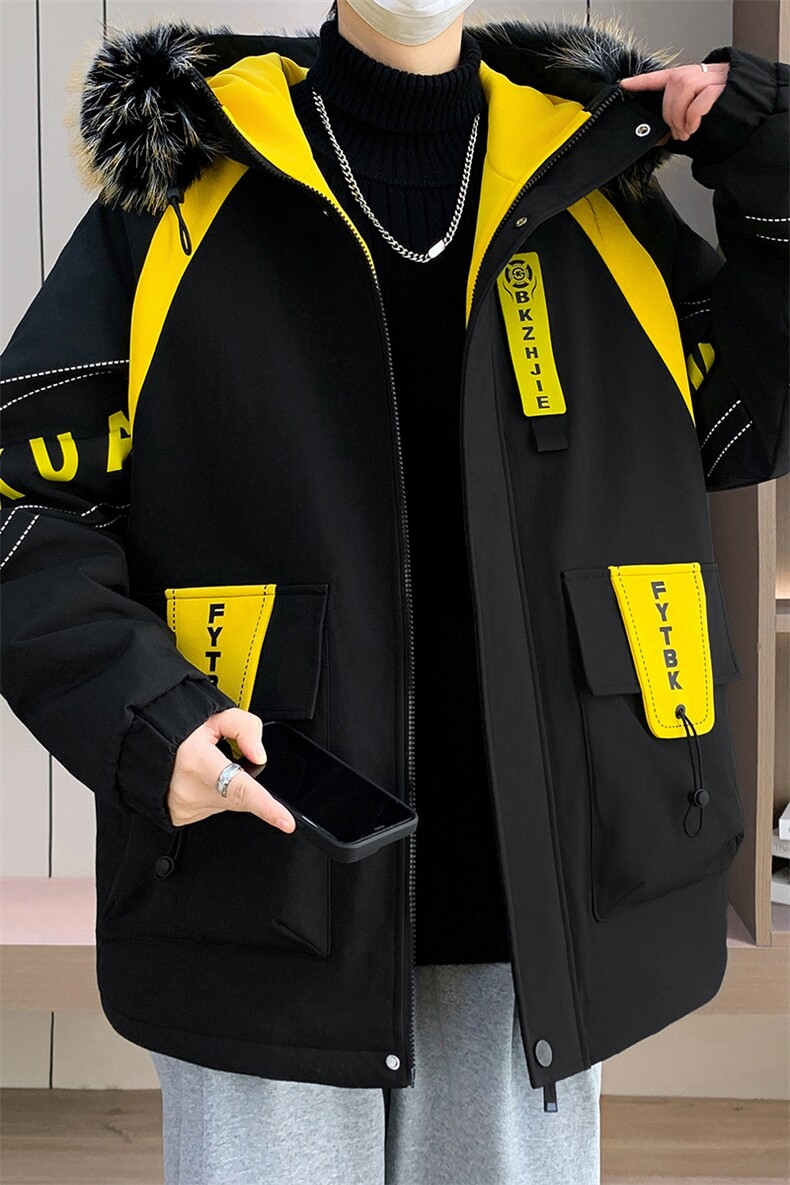 港风加绒夹克男外套青年冬季加厚连帽大毛领保暖棉衣男L8757-P98,男装夹克,星座310B-3