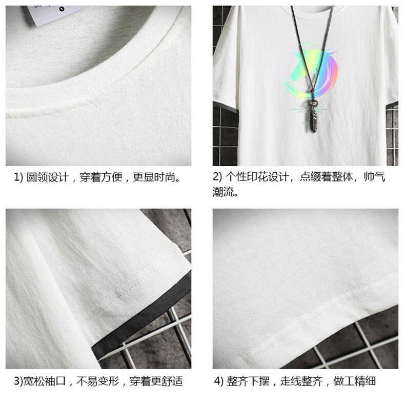 JT55138-P25假两件短袖t恤男大码胖子半袖体恤半截袖网格挂拍,男装T恤,电商A040A