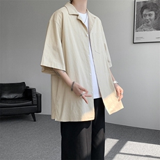 8XL-M亚麻短袖衬衫男夏薄款宽松休闲百搭大码半袖衬衣DC28002P50，男装衬衫，电商B312