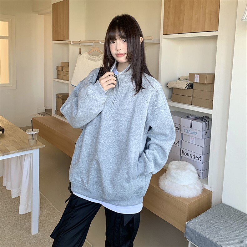 抖音得物品质二开26春装美式高街结构半拉链立领卫衣外套W91,女装短外套,电商A486-1