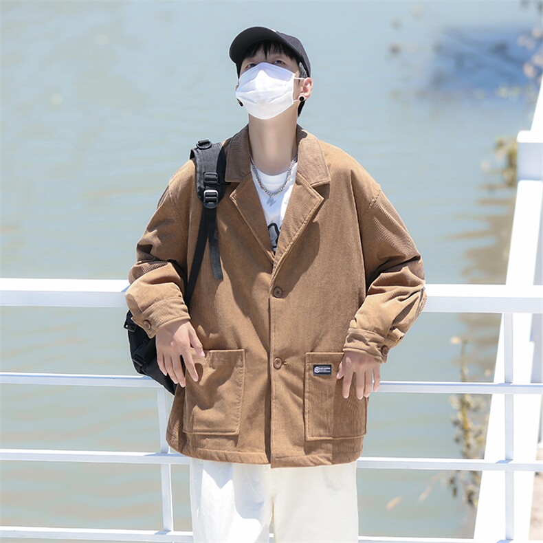 复古灯芯绒西装外套男宽松休闲情侣款西服夹克潮XZ043-P58,男装夹克,星座308B-1