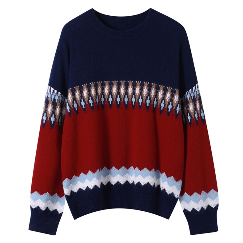 2025年秋季宽松型常规单件长袖套头时尚百搭通勤，女装针织衫/毛衣，美够羊绒