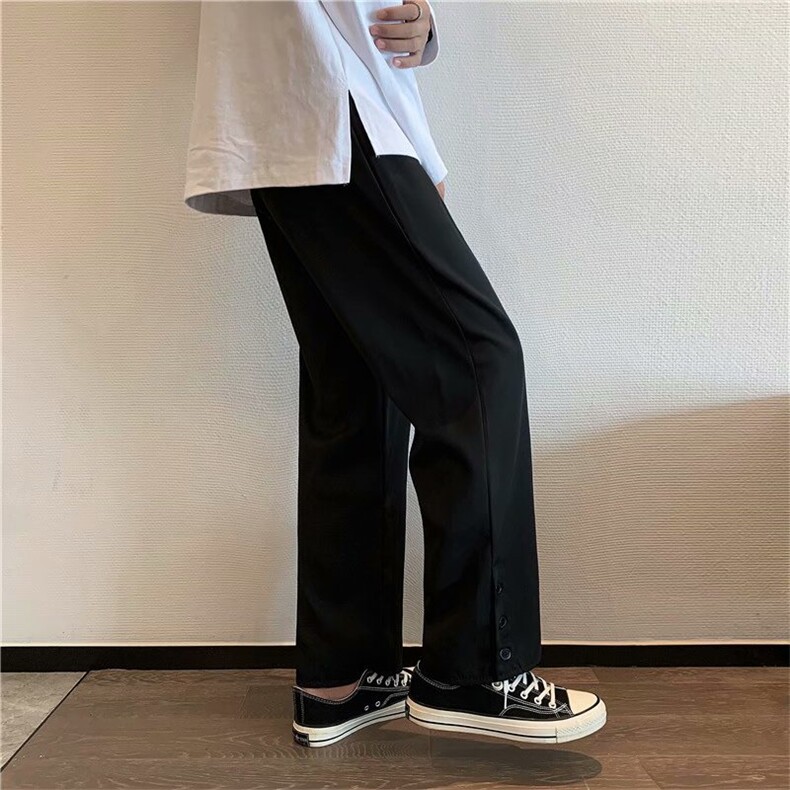 纽扣西装裤子男士宽松直筒夏季潮流拖地休闲长裤港风X9240-P35,男装休闲裤,星座1008