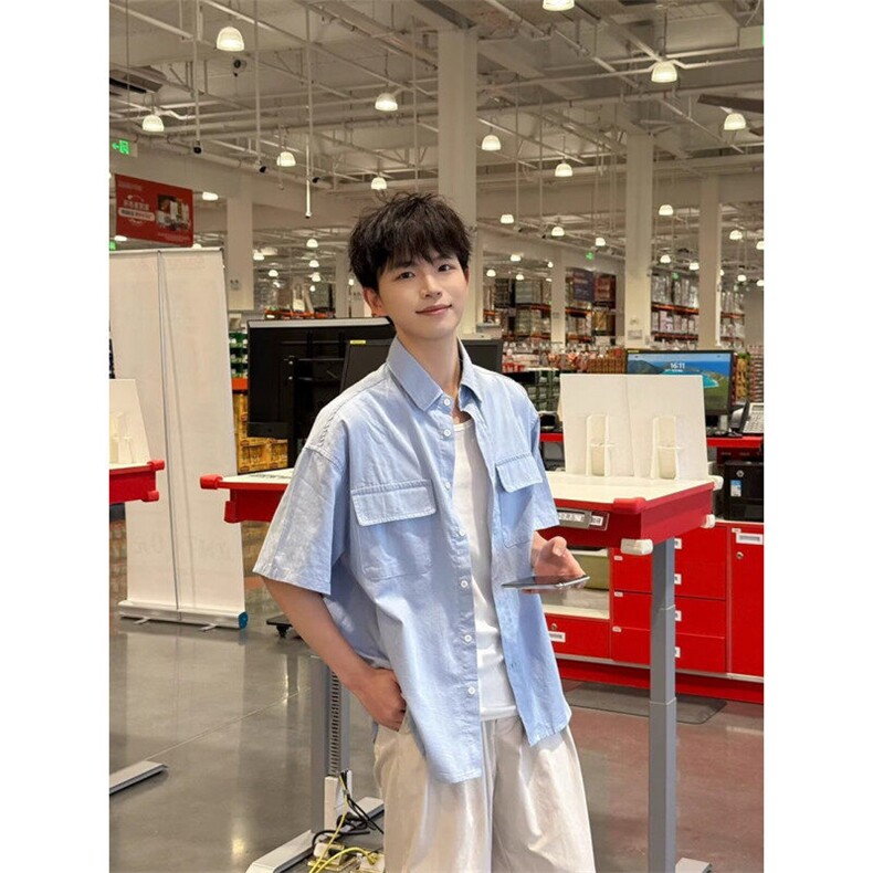 纯棉口袋衬衫ZC0126-特批38，男装衬衫，星座313A(原308A-2)