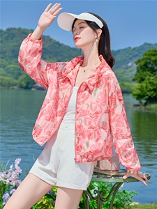 连帽防晒衣女短款2026年夏季新款冰丝薄款时尚印花透气防晒服外套图片