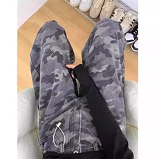 美式高街工装阔腿迷彩牛仔裤男女复古高腰宽松显瘦直筒裤子-网图，男装牛仔裤，星座302B-2