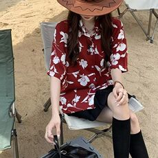 DA916-P38春夏度假夏威夷花衬衫男女设计感短袖衬衣-网图现货，男装衬衫，星座603-2
