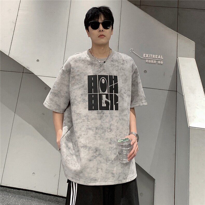2025废土风蜡染印花短袖T恤男夏季新款设计上衣春夏季T708-P30，男装T恤，电商C307A