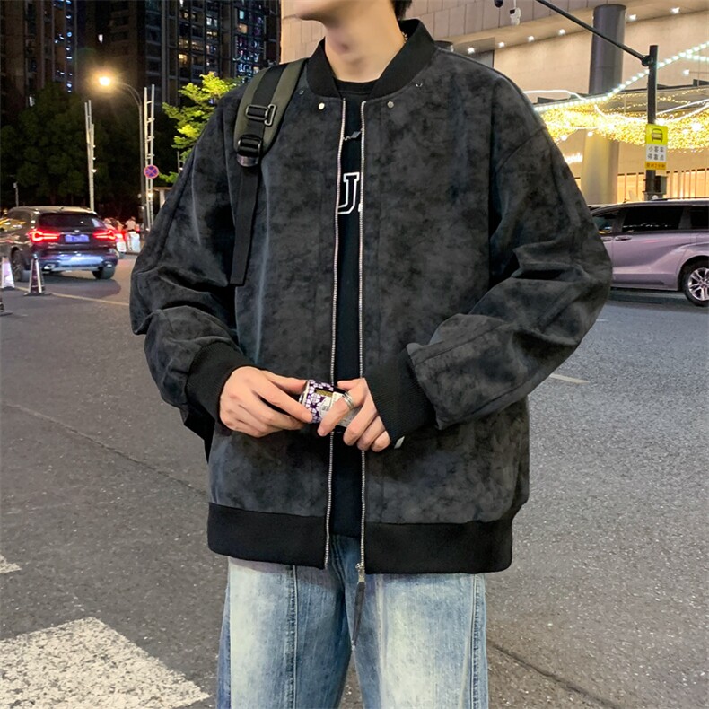 春秋新款皮夹克男宽松复古做旧美式翻领皮衣外套JK02569-P85,男装皮衣,星座308B-2