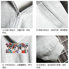KS21250-P38京剧脸谱风连帽开衫卫衣男运动外套大码网格，男装卫衣，电商A040A
