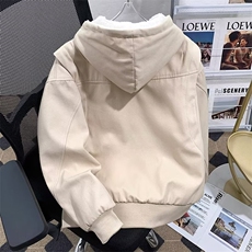 加绒加厚外套男女秋冬季cleanfit重磅帆布夹克棉服连帽棉衣，男装夹克，星座1013