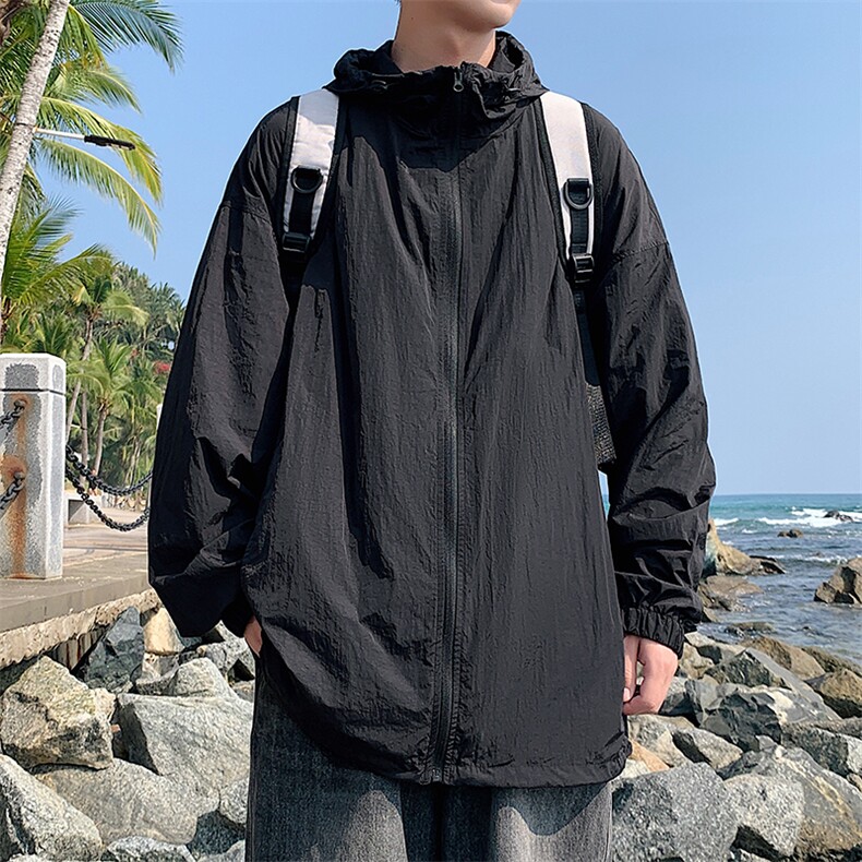 特批P45无差价夏季防紫外线UPF50+速干薄款登山夹克防晒服男J2600,男装防晒衣,电商A001-1