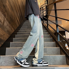 日系潮牌休闲直筒裤男士春秋设计感小众水洗牛仔裤K7513-P55，男装牛仔裤，星座512-3