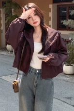 韩版时尚休闲短款连帽外套女2025春秋季新款宽松显瘦时髦夹克上衣，女装短外套，韩蜜菓