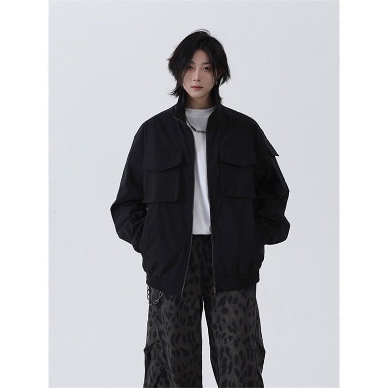 春季新款港风美式多口袋宽松潮流立领夹克 XZ213-JK5555-P70控108图片