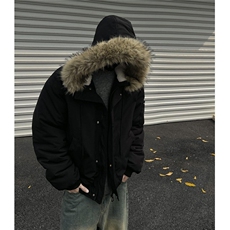大毛领男款冬季高级感美式复古连帽棉服保暖棉袄MY6105-P96，男装棉衣，星座208-5