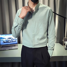B216CS362P502025秋装新款男小立领新中式长袖衬衫非网图，男装衬衫，电商B216（原B302）