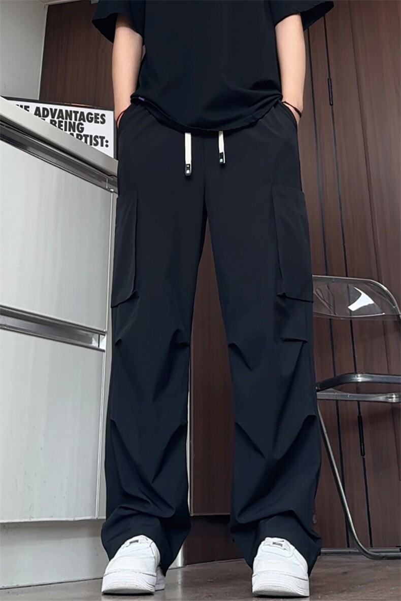 K9077/特P32夏季新款工装休闲裤男士多口袋冰丝垂感直筒裤长裤子,男装休闲裤,电商A141