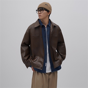 高品质秋款男皮衣夹克工装口袋休闲外套JY01 P85图片
