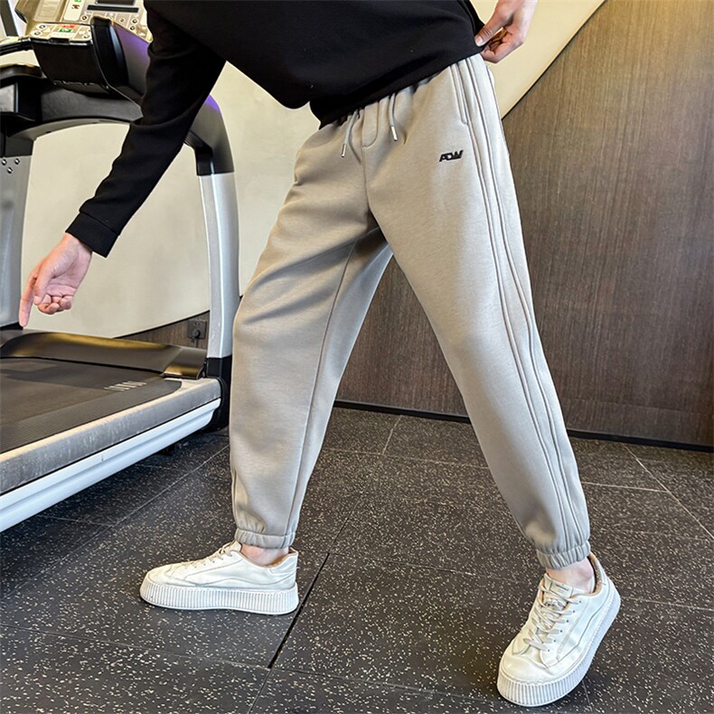 K802-P68控98秋冬加绒卫裤男高级条纹裤子宽松束脚休闲裤新款男,男装休闲裤,星座102A（原电商D309-1）