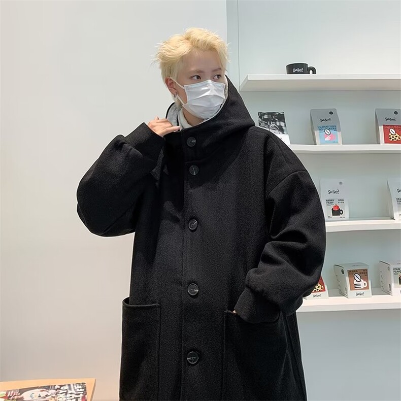 毛呢羊羔绒男士韩版潮流风衣QJ51P85,男装毛呢大衣,星座1116-2