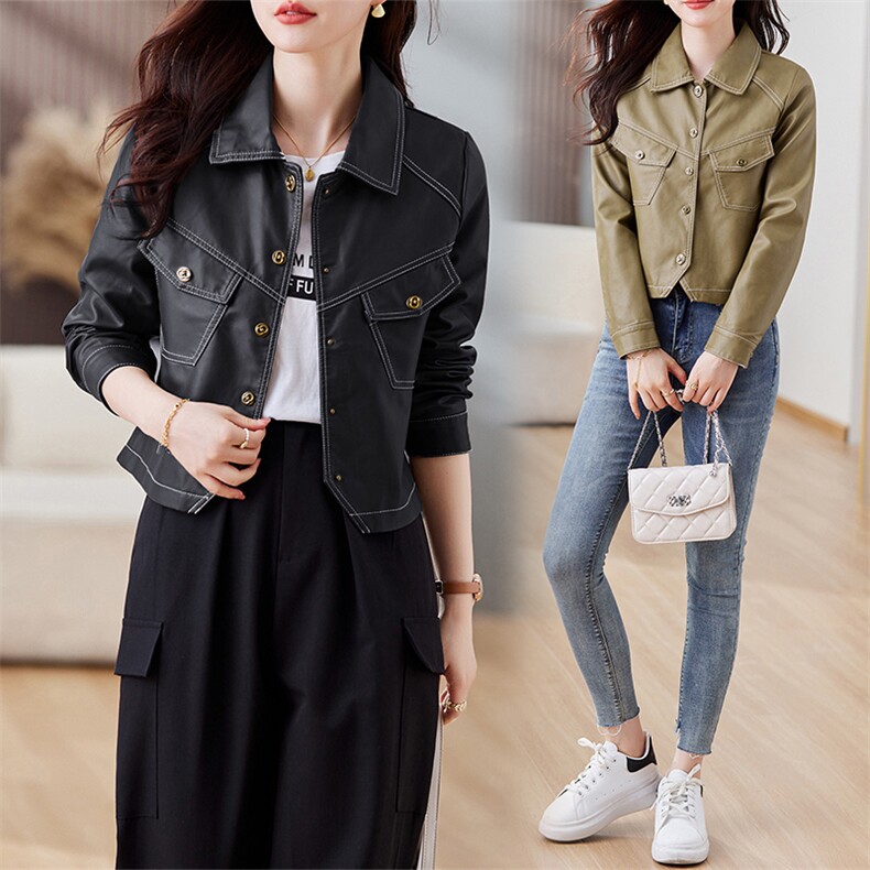 皮衣外套女2023年秋冬新款水洗皮机车服显瘦pu皮夹克韩版短外套潮图片