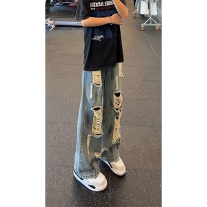 宽松破洞牛仔裤男长裤A35-P45图片